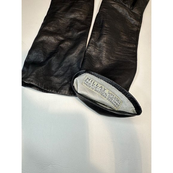 Vintage Millay WPL9362 Real Kid 100% Silk  Lined~Long LT Black Leather Gloves - Picture 3 of 7
